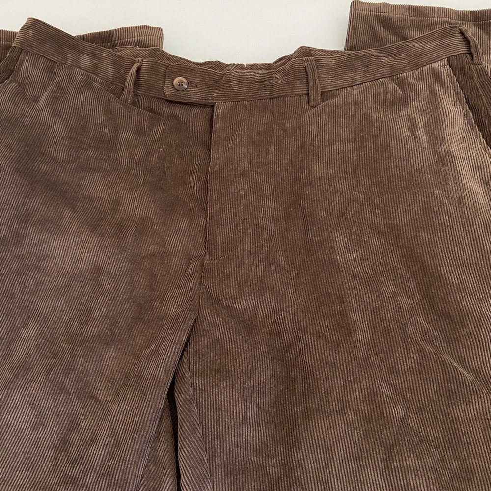 Peter Millar Mens Size 40 x 35 Brown Corduroy Pants Flat Front‎ Straight Leg